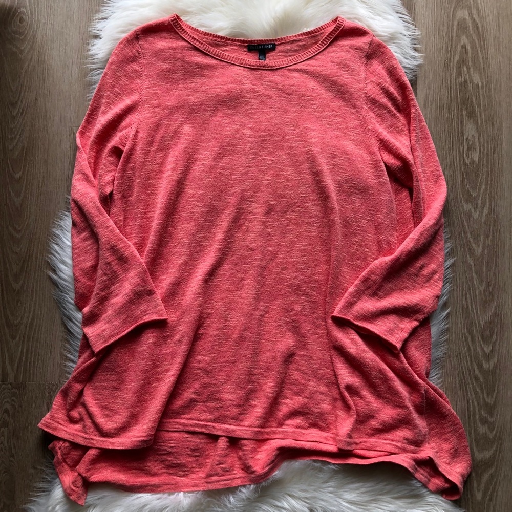 Eileen Fisher Organic Linen/Cotton Bateau Neck, size L